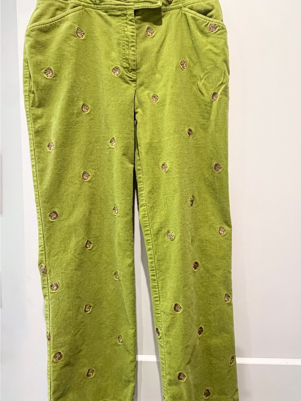David BrooksGreen Embroidered Corduroy Pants
